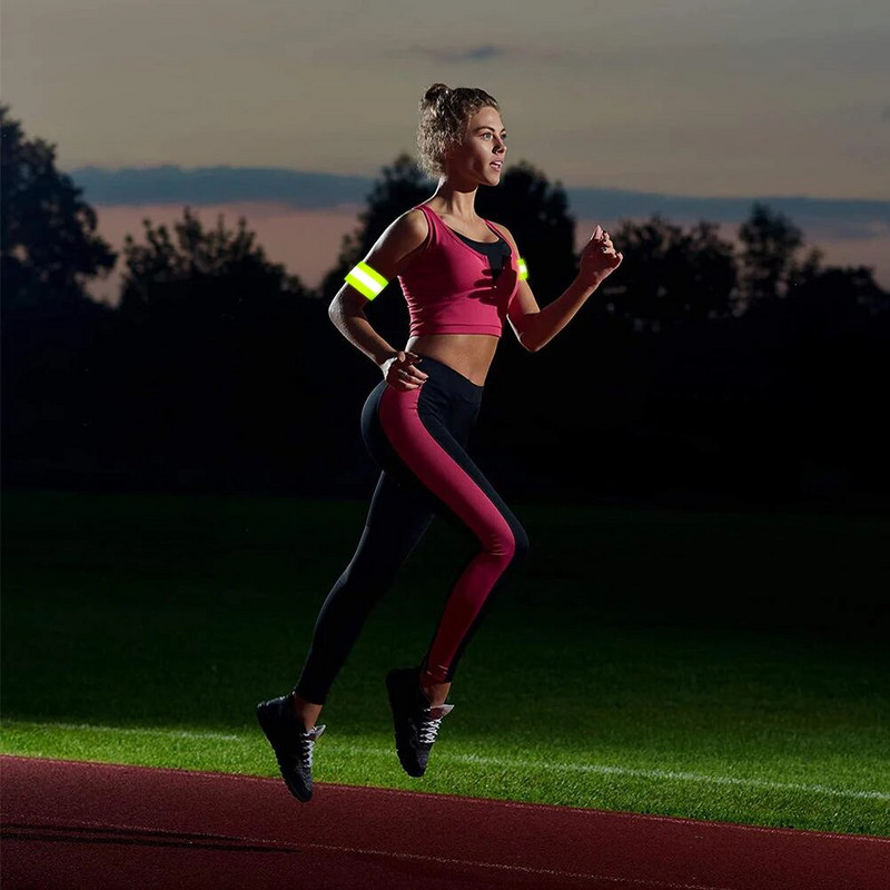 Šviesą atspindinti apyrankė Reguliuojami šviesą atspindintys dirželiai Gero matomumo saugos šviesą atspindintys dirželiai naktiniam vaikščiojimui, bėgimui dviračiu