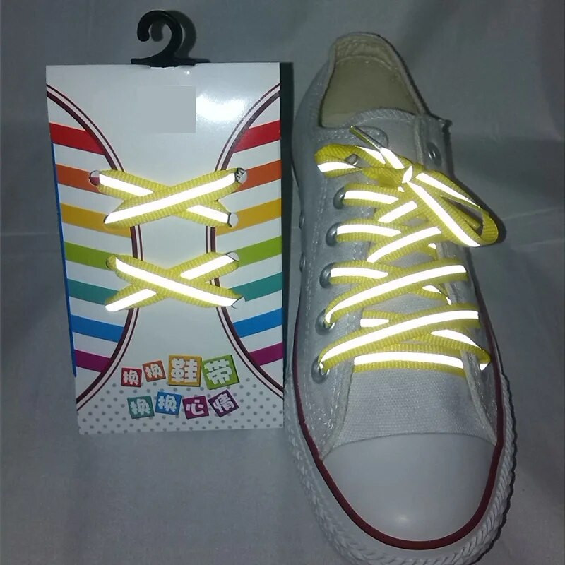 1 ζευγάρι πολύχρωμα νεανικά μοντέρνα προστατευτικά φθορισμού προειδοποιητικά διπλά αντανακλαστικά πλαϊνά κορδόνια