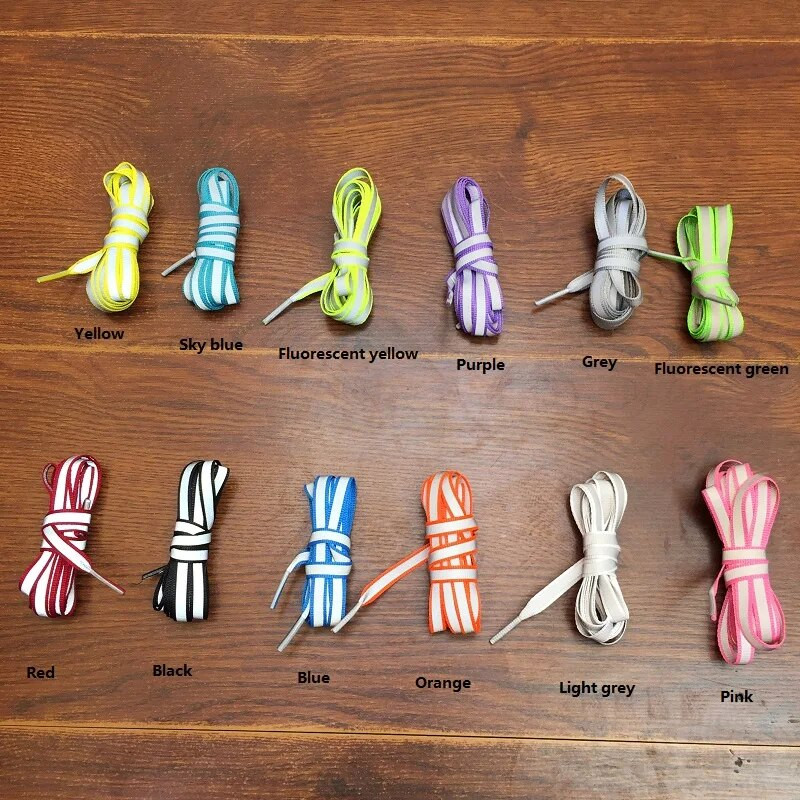 1 ζευγάρι πολύχρωμα νεανικά μοντέρνα προστατευτικά φθορισμού προειδοποιητικά διπλά αντανακλαστικά πλαϊνά κορδόνια