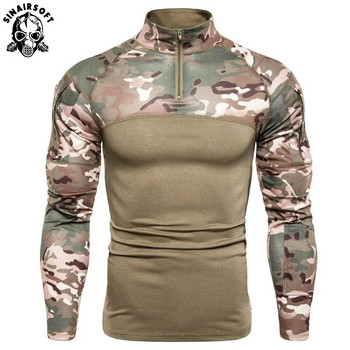 SINAIRSOFT Военна мъжка камуфлажна тактическа тениска с дълъг ръкав, памучни дишащи бойни ловни ризи за обучение на открито M-3XL