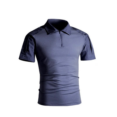 Tricou tactic Armată militară Tricou de luptă Tricou cu uscare rapidă pentru bărbați, în aer liber, vânătoare, camping, drumeții, cu gâtul în formă de rever cu mânecă scurtă