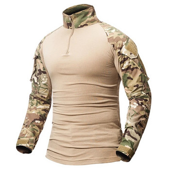 Мъжка US Army Tactical Multicam Military Combat Черна тениска с дълъг ръкав CP Camouflage Airsoft Shirts Ловно облекло за къмпинг