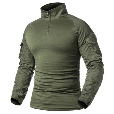 Мъжка US Army Tactical Multicam Military Combat Черна тениска с дълъг ръкав CP Camouflage Airsoft Shirts Ловно облекло за къмпинг