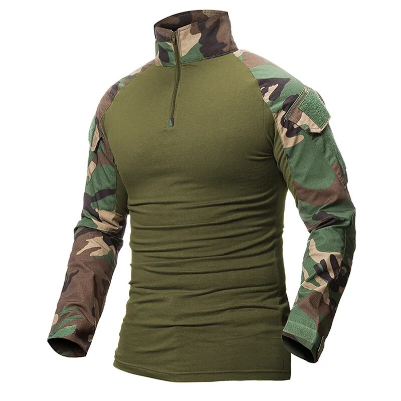 Férfi US Army Tactical Multicam katonai harci fekete póló hosszú ujjú CP terepszínű Airsoft ingek kempingezés vadászruházat