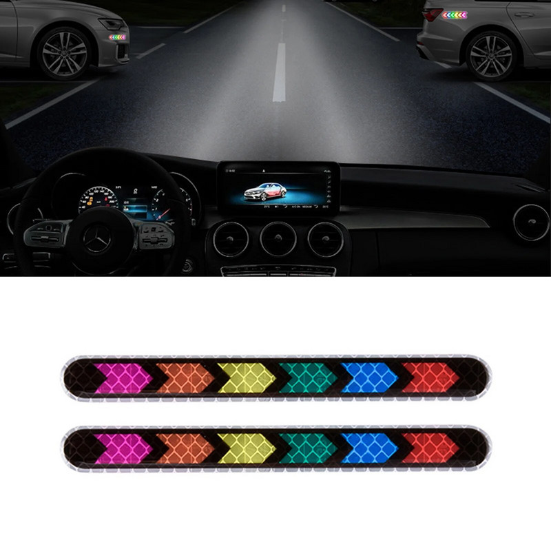 Auto helkurkleebis Automaatne stiil helkurribad Öise sõiduohutuse hoiatus Helkuri kleebis ees/taga põrkeraua jaoks