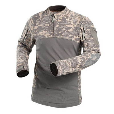 Тактическа риза Combat Shirt Men Clothing Military Elasticity Man Shirt Camo T Shirt Multicam Army Long Shirt Ловни дрехи