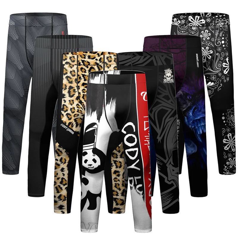 Bērnu MMA kompresijas bikses Ātri nožūst Jiu Jitsu Muay Thai Bikses Zēni Bērni Bokss Legingi Treniņš Sports Skriešanas Zeķubikses