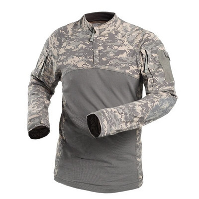 Cămașă tactică Top cu mânecă lungă Camo Airsoft Cămașă de luptă pentru sport în aer liber Camo multicam negru