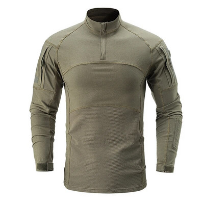 Cămașă tactică Top cu mânecă lungă Camo Airsoft Cămașă de luptă pentru sport în aer liber Camo multicam negru