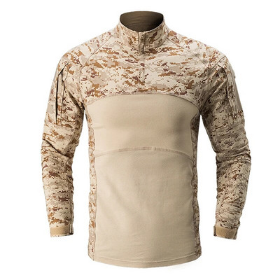 Cămașă tactică Top cu mânecă lungă Camo Airsoft Cămașă de luptă pentru sport în aer liber Camo multicam negru