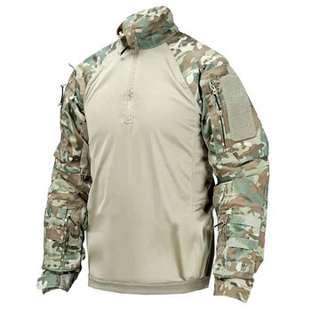 Бойна риза, страйкболна тактическа риза, пейнтбол с дълъг ръкав, къмпинг ловно облекло, мъжка армейска военна униформа с няколко камери