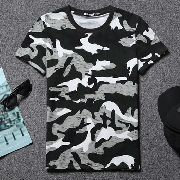 Ανδρικά βαμβακερά φαρδιά μπλουζάκια παραλλαγής με στρογγυλή λαιμόκοψη και κοντό μανίκι Camo μπλουζάκια Tactical Military Hunting Fishing
