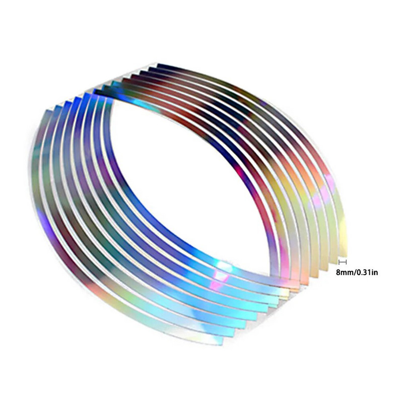 16 tk/komplekt 10/12/14/18 tolline helkurautokleebis Lahe stiil Uus PVC laservelje veljeteip mootorrattale helendavad autokleebised
