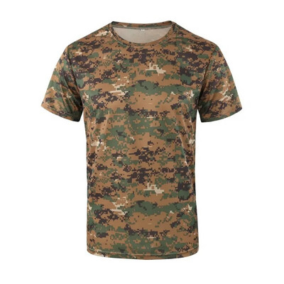 ESDY în aer liber guler rotund camuflaj cu mânecă scurtă, respirabil, sport, uscare rapidă, antrenament tactic în aer liber, tricou pentru fan militar