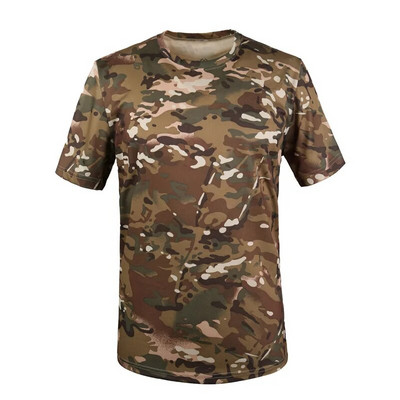 ESDY în aer liber guler rotund camuflaj cu mânecă scurtă, respirabil, sport, uscare rapidă, antrenament tactic în aer liber, tricou pentru fan militar