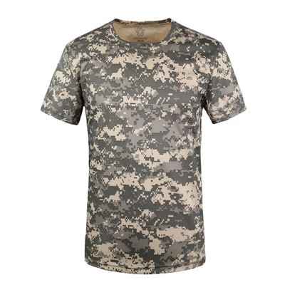 ESDY în aer liber guler rotund camuflaj cu mânecă scurtă, respirabil, sport, uscare rapidă, antrenament tactic în aer liber, tricou pentru fan militar