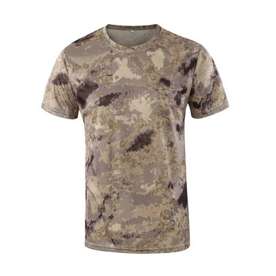 ESDY în aer liber guler rotund camuflaj cu mânecă scurtă, respirabil, sport, uscare rapidă, antrenament tactic în aer liber, tricou pentru fan militar