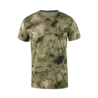ESDY în aer liber guler rotund camuflaj cu mânecă scurtă, respirabil, sport, uscare rapidă, antrenament tactic în aer liber, tricou pentru fan militar
