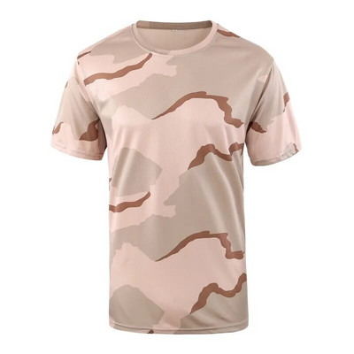 ESDY în aer liber guler rotund camuflaj cu mânecă scurtă, respirabil, sport, uscare rapidă, antrenament tactic în aer liber, tricou pentru fan militar