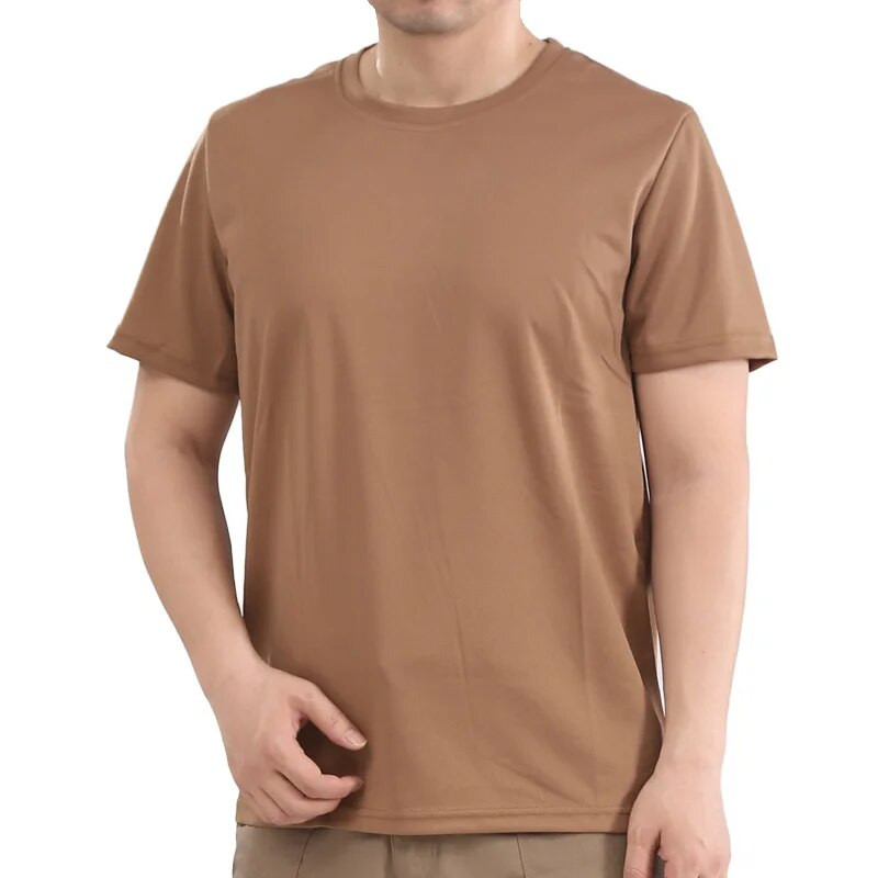 ESDY lauko apvalios apykaklės kamufliažiniai marškinėliai trumpomis rankovėmis, kvėpuojantys sportiniai greitai džiūstantys lauko taktiniai mokymai karinio sirgalio marškinėliai