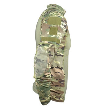 Удебеляване на лакътя Мъжка бойна риза Армейска военна мултикамерна камуфлажна тениска Открит еърсофт пейнтбол лов Тактическо облекло