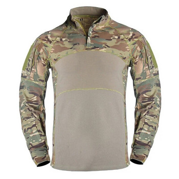 Μπλουζάκι με πάχυνση αγκώνων για άνδρες Combat πουκάμισο Στρατού Στρατιωτικό μπλουζάκι καμουφλάζ με πολλές κάμερες Εξωτερικό Airsoft κυνήγι Paintball Τακτικά ρούχα