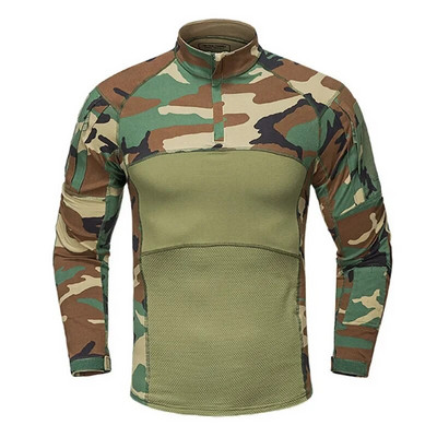 Pánske bojové tričko s zahusťovaním lakťov, armádne, vojenské, multicam maskovacie tričko, vonkajšie, airsoft, paintball, poľovnícke, taktické oblečenie