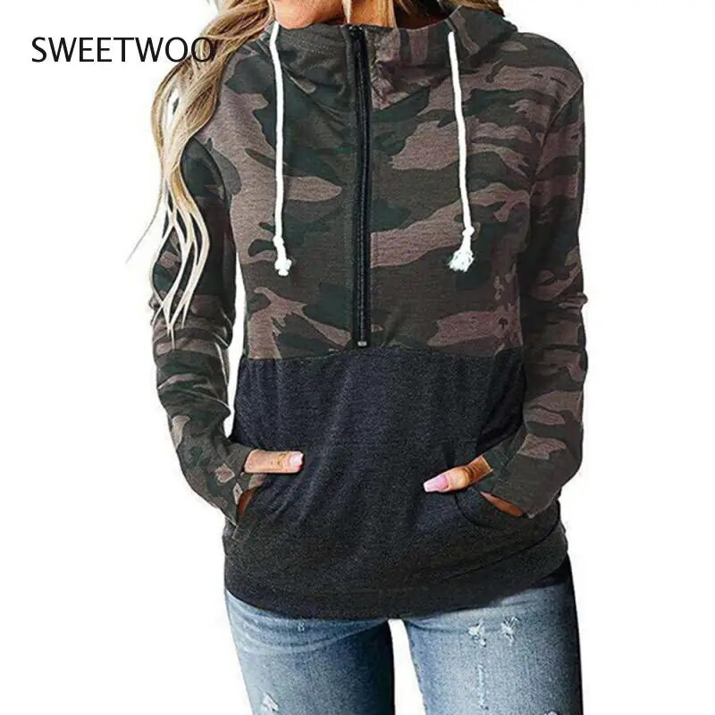 Moteriški laisvalaikio marškinėliai su leopardo raštu su gobtuvu su užtrauktuku ilgomis rankovėmis megztiniai su kišenėmis rudens žiemos susiuvimu Moteriški megztiniai