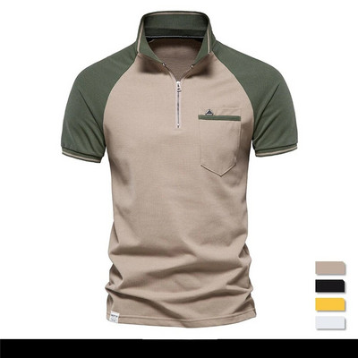 MATA FETYAN Army airsoft Military Ανδρικό βαμβακερό φερμουάρ Κοντό μανίκι Polos Fashion Social Casual HIGHT Ποιοτικό μπλουζάκι