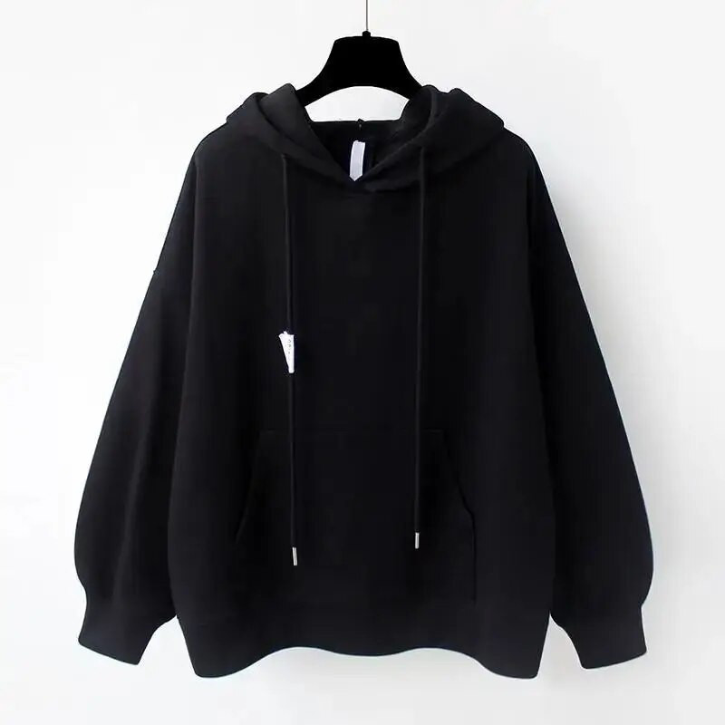 Λούτρινο και παχύρρευστο μονόχρωμο πουλόβερ με κουκούλα πίσω με φερμουάρ Μακριά μανίκια Νέα φθινοπωρινά χειμωνιάτικα πανωφόρια φαρδιά πουλόβερ μπάσκετ