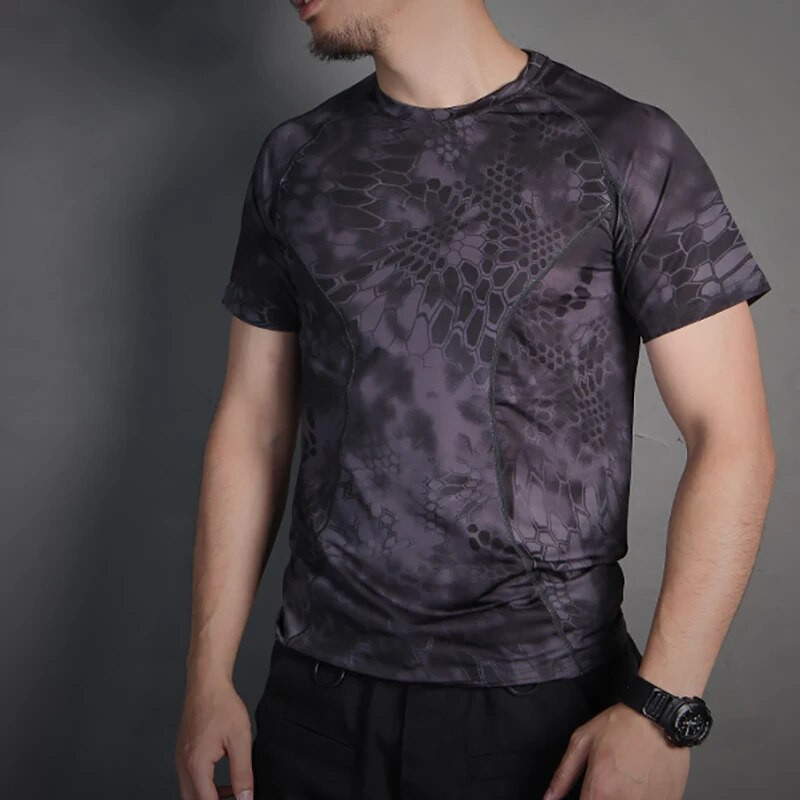 Emersongear Tactical Skin Tight Base Layer Bėgimo marškinėliai Kamufliažiniai šortai Rankovės Lauko Sportui Prakaitą praleidžiantys marškinėliai TYP