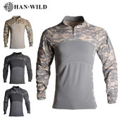 Cămașă de luptă HAN WILD Cămăși tactice Airsoft Îmbrăcăminte pentru bărbați Elasticitate Armată militară Topuri cu mânecă lungă Haine de vânătoare Multicam