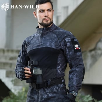 Πουκάμισο μάχης HAN WILD Airsoft Tactical πουκάμισα Ανδρικά ρούχα Ελαστικότητα Στρατιωτικό Στρατό μακρυμάνικο μπλουζάκια Multicam Ρούχα κυνηγιού