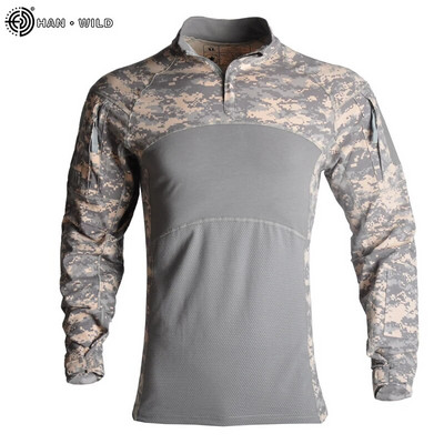 Cămașă de luptă HAN WILD Cămăși tactice Airsoft Îmbrăcăminte pentru bărbați Elasticitate Armată militară Topuri cu mânecă lungă Haine de vânătoare Multicam
