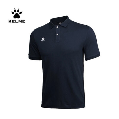 KELME Мъжка тренировъчна поло тениска Летни памучни ризи Ежедневни блузи с къс ръкав Поло с голямо количество за мъже K15F117