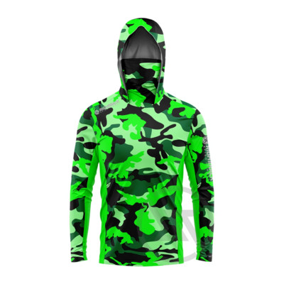 Fluor Camo Mask Hoodies Ризи, подходящи за риболов, лов, катерене, къмпинг, туризъм, слънцезащита на открито, дишащо облекло