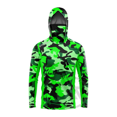 Fluor Camo Maska Hoodies Krekli, kas piemēroti makšķerēšanai, medībām kāpšanai, kempingam, pārgājienam, āra saules aizsardzībai, elpojošs apģērbs