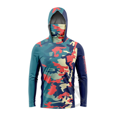 Fluor Camo Maska Hoodies Krekli, kas piemēroti makšķerēšanai, medībām kāpšanai, kempingam, pārgājienam, āra saules aizsardzībai, elpojošs apģērbs
