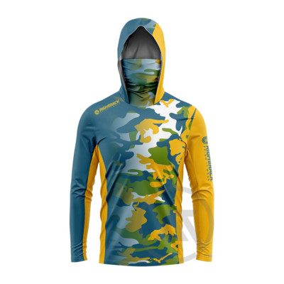 Fluor Camo Maska Hoodies Krekli, kas piemēroti makšķerēšanai, medībām kāpšanai, kempingam, pārgājienam, āra saules aizsardzībai, elpojošs apģērbs