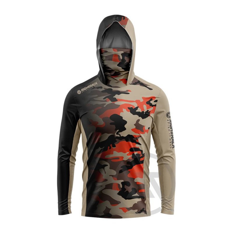 Fluor Camo Maska Hoodies Krekli, kas piemēroti makšķerēšanai, medībām kāpšanai, kempingam, pārgājienam, āra saules aizsardzībai, elpojošs apģērbs