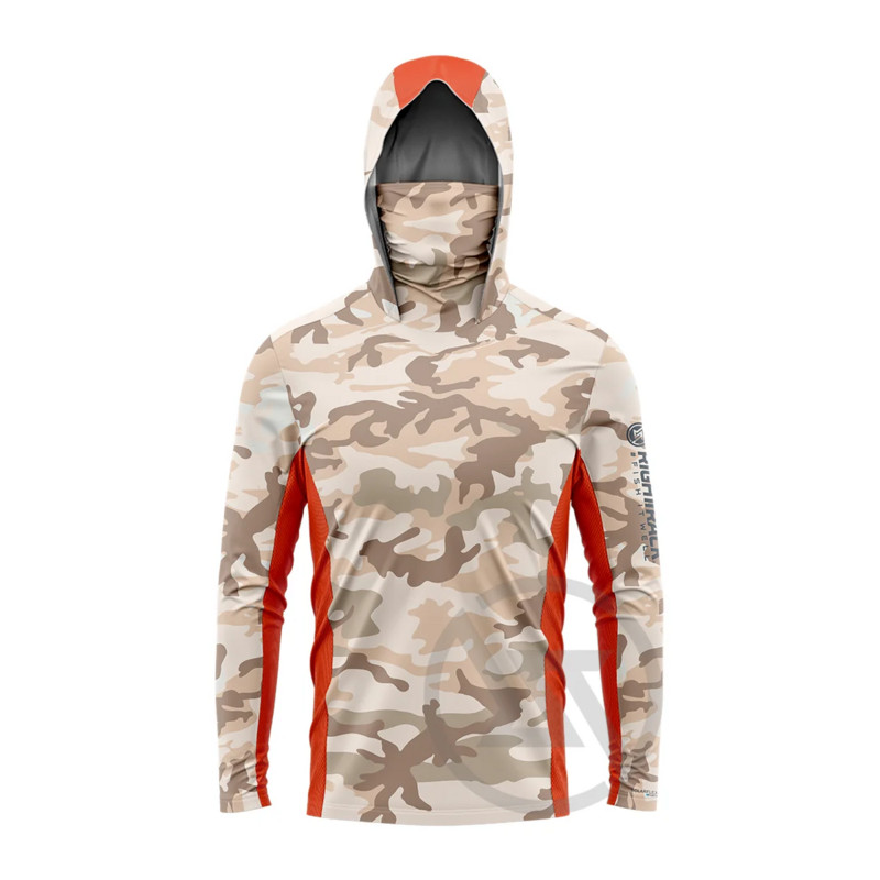 Fluor Camo Maska Hoodies Krekli, kas piemēroti makšķerēšanai, medībām kāpšanai, kempingam, pārgājienam, āra saules aizsardzībai, elpojošs apģērbs