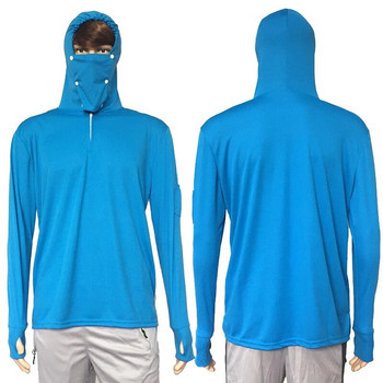 Ρούχα ψαρέματος Αντιηλιακό πουκάμισο αντιηλιακής προστασίας που αναπνέει ανδρικό μπλουζάκι με κουκούλα γρήγορου στεγνώματος αντηλιακό μπλουζάκι πεζοπορίας εξωτερικού χώρου