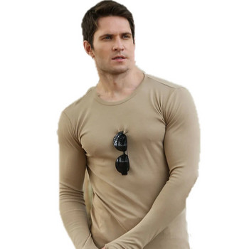Ανδρικές τσέπες με μακρύ μανίκι O λαιμός, χαλαρές τσέπες πουλόβερ με λεπτή εφαρμογή Stretch μπλουζάκια
