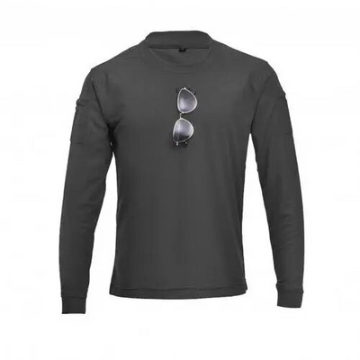 Vīriešu taktiski ar garām piedurknēm O kakla sviedrus absorbējošas kabatas brīvas ikdienas pulovera T-krekls Slim Fit Stretch Topi Ārdrēbes