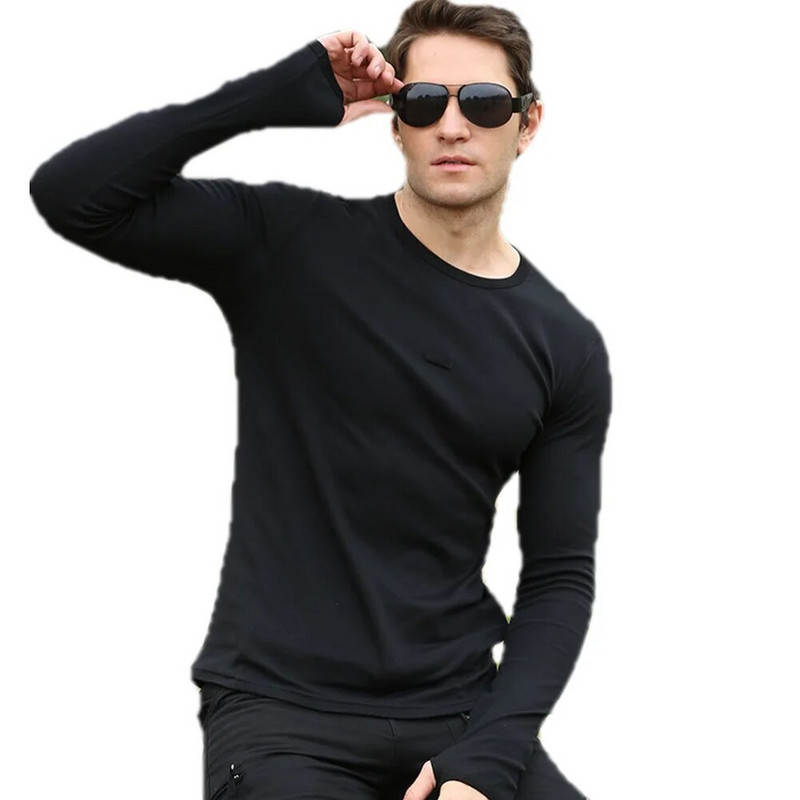 Vīriešu taktiski ar garām piedurknēm O kakla sviedrus absorbējošas kabatas brīvas ikdienas pulovera T-krekls Slim Fit Stretch Topi Ārdrēbes