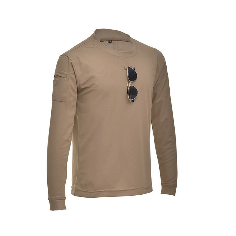 Vīriešu taktiski ar garām piedurknēm O kakla sviedrus absorbējošas kabatas brīvas ikdienas pulovera T-krekls Slim Fit Stretch Topi Ārdrēbes