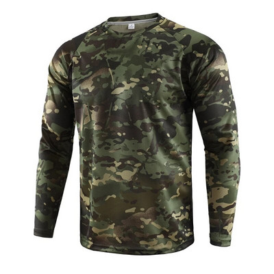 Nou tricou tactic militar de camuflaj pentru bărbați, respirabil, uscare rapidă, luptă cu mâneci complete, tricou pentru bărbați