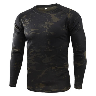 Brand Clothing Jauns rudens pavasaris vīriešu garām piedurknēm Tactical kamuflāžas T-krekls camisa masculina Quick Dry Military Army krekls