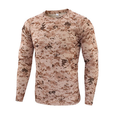 Brand Clothing Jauns rudens pavasaris vīriešu garām piedurknēm Tactical kamuflāžas T-krekls camisa masculina Quick Dry Military Army krekls