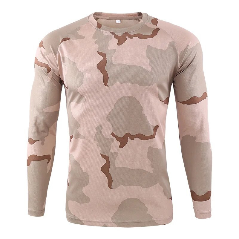 Brand Clothing Jauns rudens pavasaris vīriešu garām piedurknēm Tactical kamuflāžas T-krekls camisa masculina Quick Dry Military Army krekls